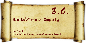 Bartánusz Ompoly névjegykártya